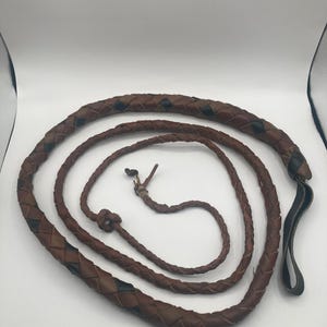 Antique Leather Braided Bull Whip 10ft Horse Cowboy Western Ranch Farm Decor