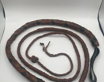 ANCIEN FOUET BOIS torsadés & lanière cuir tressée / Cravache Cuir EUR 100,00 - FR