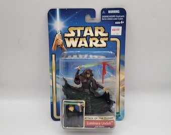 Hasbro 2002 Brand New Vintage Star Wars Attack of the Clones Jedi Master Luminara Unduli Action Figure Toy