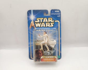 Hasbro 2002 Brand New Vintage Star Wars Attack of the Clones Padme Amidala Droid Factory Chase Action Figure Toy
