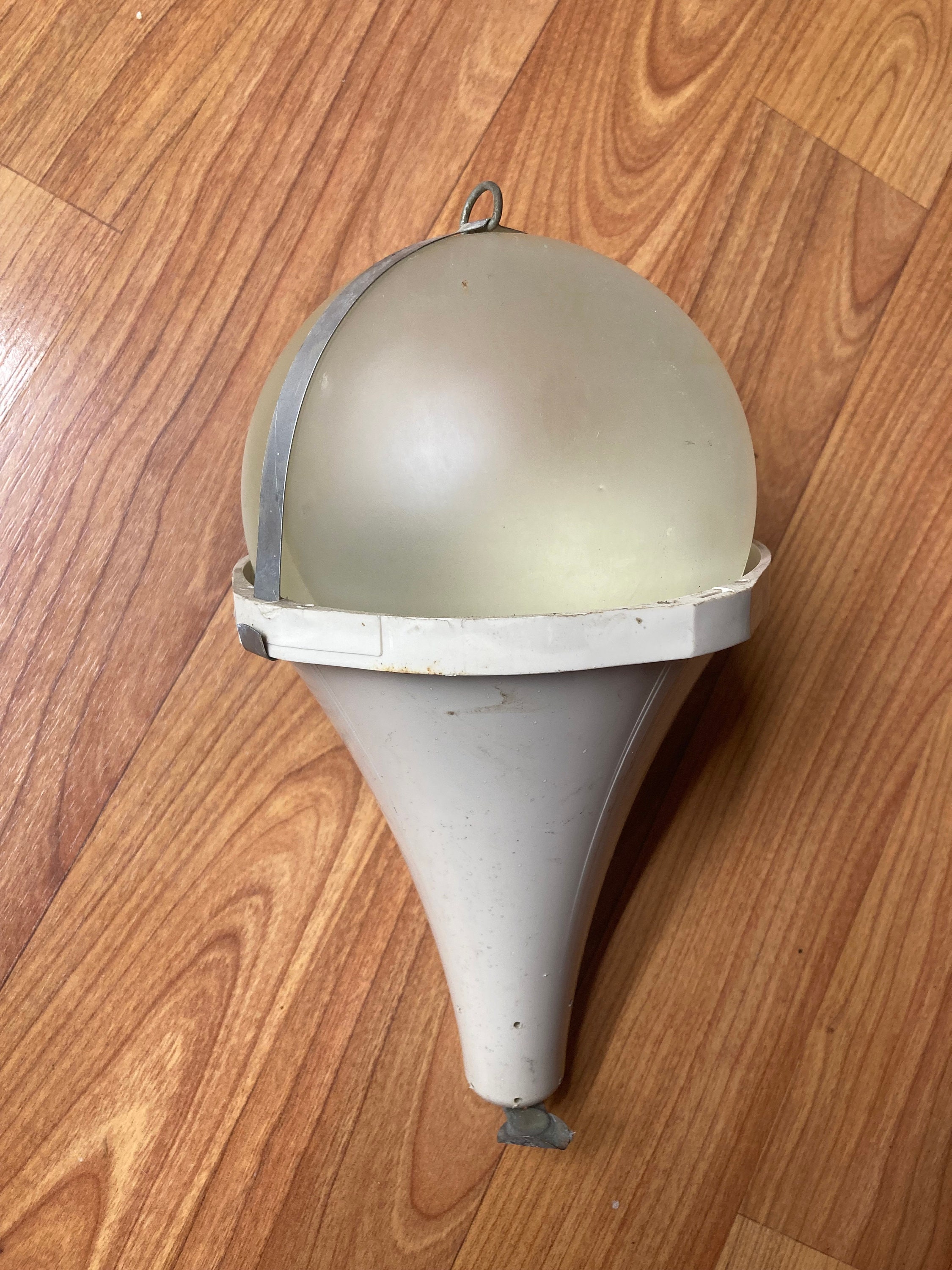 Vintage Red Comet Glass Fire Extinguisher Protection Ball W Bracket