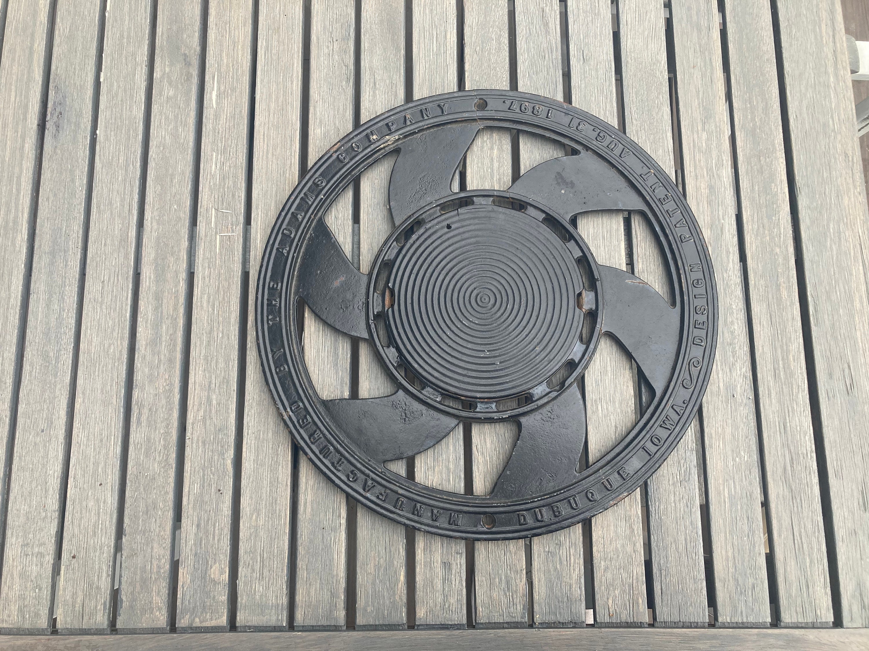 Antique Cast Iron Floor Wall Vent Grate Adams Company 1897 Dubuque Iowa