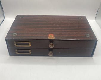 Antique Swartchild & Co Jewelers Watchmakers Two Drawer Storage Metal Cabinet Vintage Industrial Jewelry Crafts Small Items Storage Box