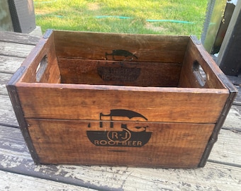 Vintage Hires Root Beer Soda Werbung Holz Kiste Bauernhof Bar Küche Land Aufbewahrung Dekor