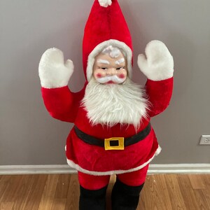 Vintage Foot Stuffed Plush Santa Christmas Decoration Doll Big Stuf  Like New Condition
