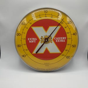 Vintage Calvert Extra 80 Proof Whiskey Metal Advertising Thermometer Sign Bar Kitchen Decor Calvert Distilleries Nee York City