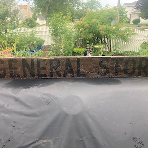 Antique Primitive General Store Mercantile Bushnell Illinois Wood Sign Farm Country Rustic Advertising Decor Historic Original 1900 Salvage