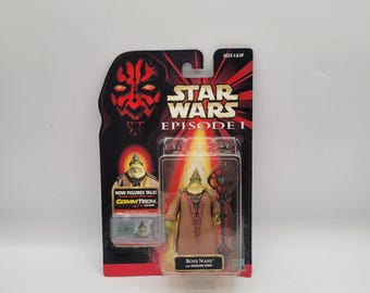 Hasbro 1998 Brand New Vintage Star Wars Episode 1 Boss Nass with Gungan Staff Action Figure Toy
