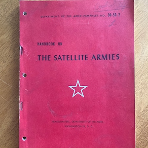Department of The US Army Handbook on Satellite Armies 30-50-2 1960 Vintage Book Pamphlet Military