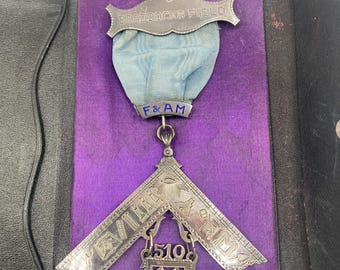 Antique Free Mason F&AM Sterling Silver Medal Lodge 510 Historic Braddocks Field Pennsylvania 1935 Brother Oscar Grove Lehmberg Sons Case