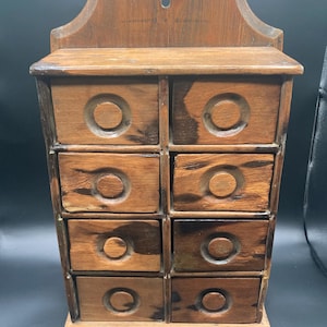 Antieke primitieve kruidenrek laden houten kast 1800&#39;s keuken opslag landelijke boerderij apotheker decor