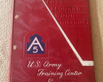 Vintage 1958 US Army Training Center Engineer Fort Leonard Missouri Yearbook w Autographs Certificate of Training Command Letter Leon Turner