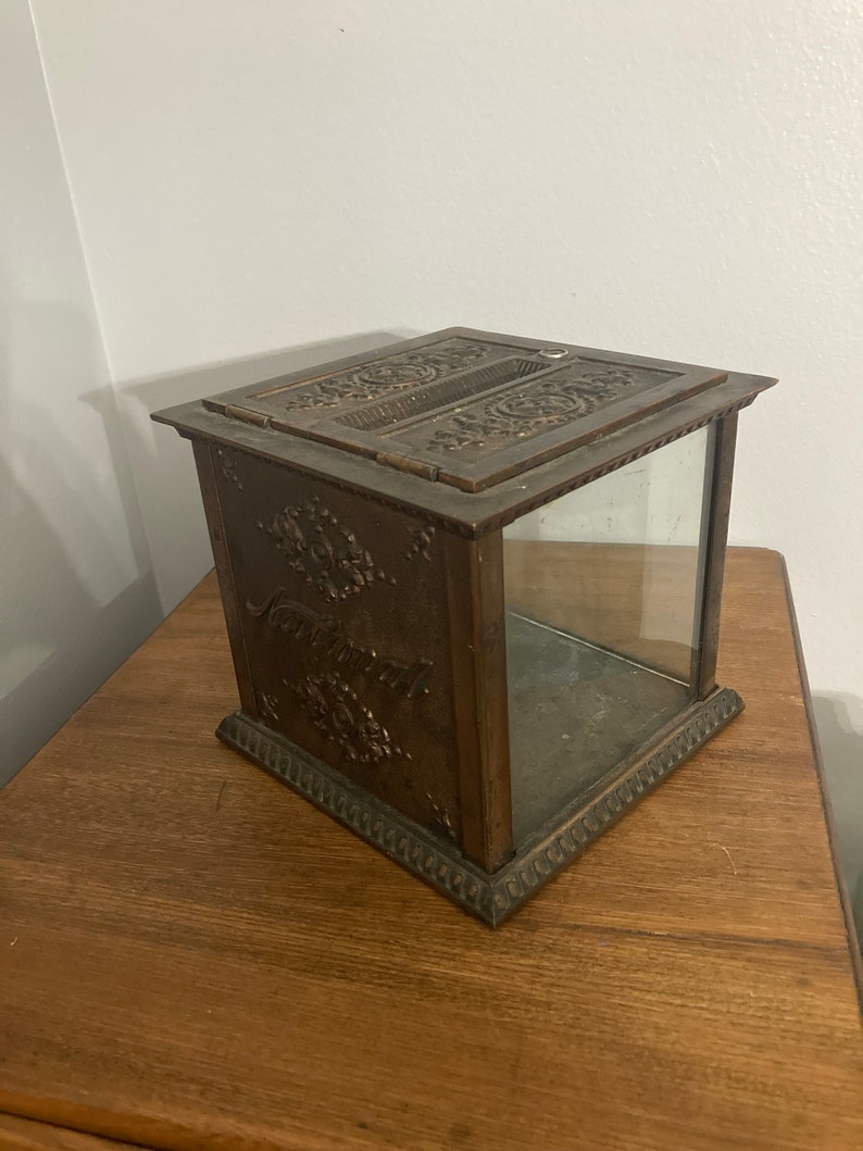 Antique NATIONAL CASH REGISTER Receipt Box Bank Brass Finish Etsy