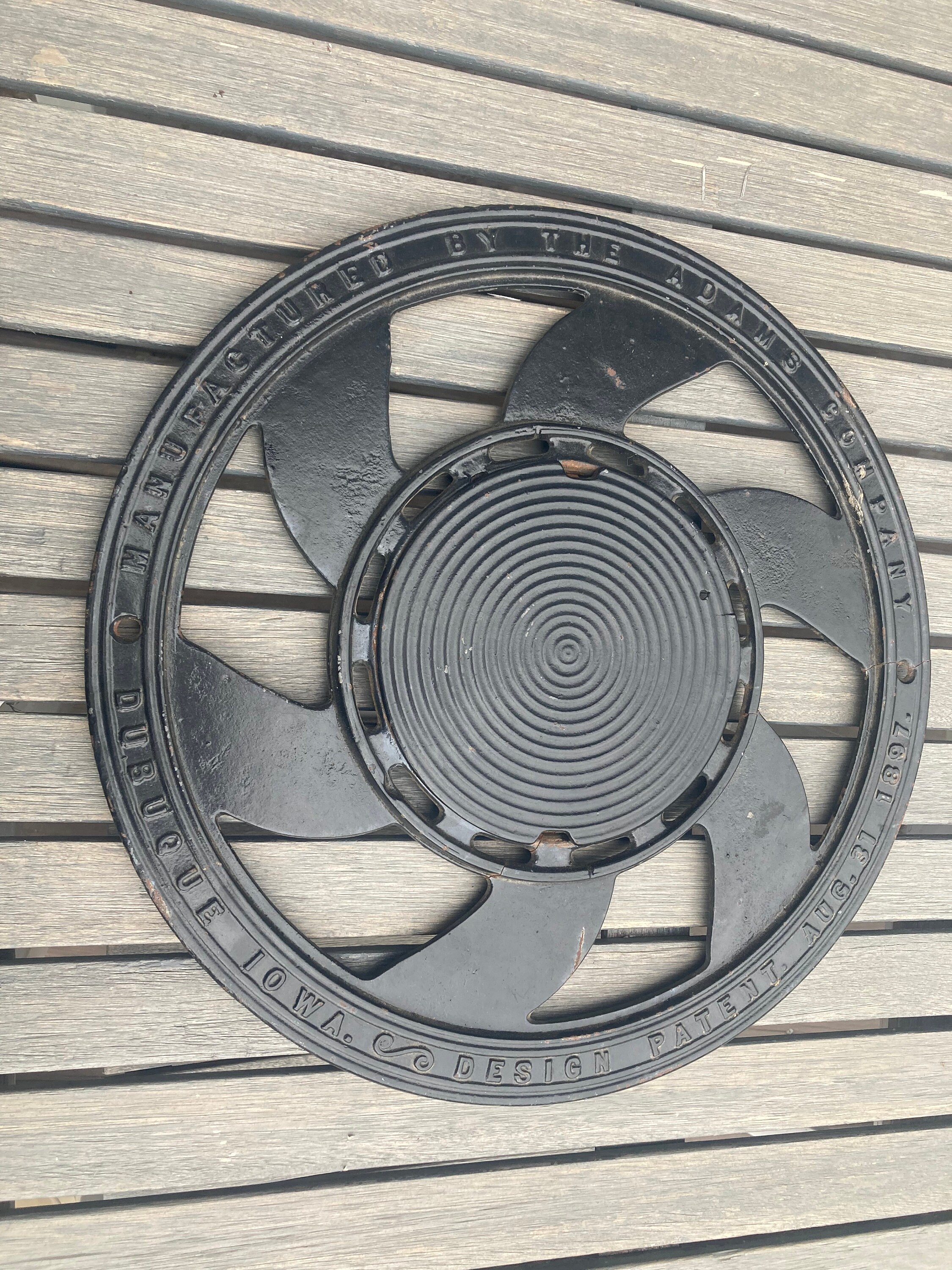 Antique Cast Iron Floor Wall Vent Grate Adams Company 1897 Dubuque Iowa