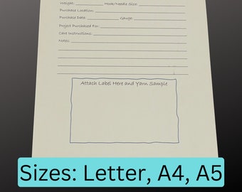 Druckbarer Garn-Organizer - Größe Letter, A4, A5 - häkeln und stricken Printable - PDF Garninventar