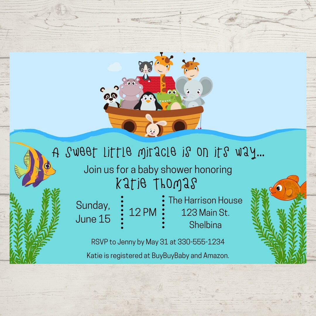 Noah's Ark Baby Shower Invitation Template, Instant Download - Etsy