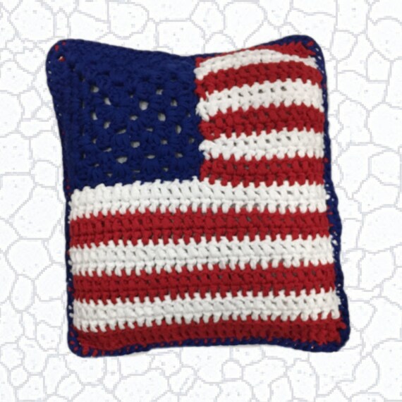 American Flag Crochet Throw pillow Pattern Beginner Project Etsy