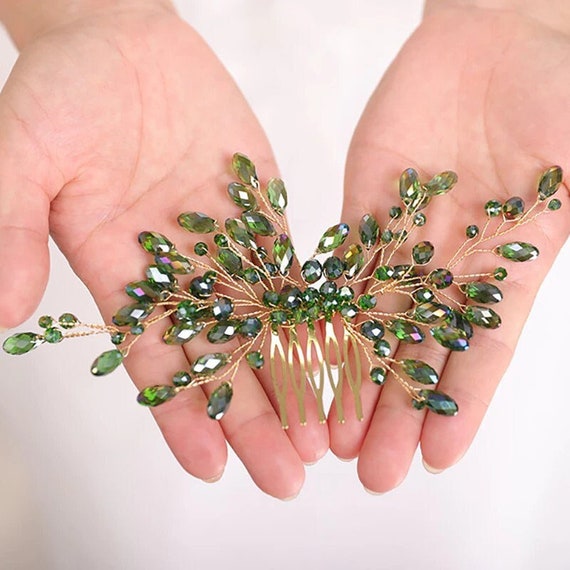 Emerald Green Hair Comb Bridal / Prom Hair Accessory Green Etsy