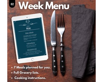 1 Week Meal Plan | Done for you | Full shopping list | Cooking instructions | Meal Planning Template | Family meals | easy recipes gift | 02