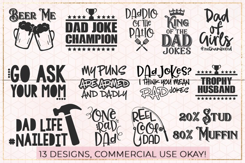 Download Art Collectibles Clip Art Dad Daddy Pop Papa Father Fathers Day Men Beer Fishing Dad Joke Dad Bundle Of 13 Svg Dxf Eps Png Files For Cricut Cameo Cutting Machines