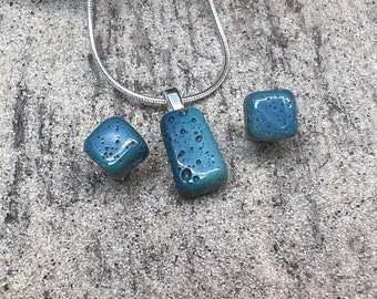 Leland Blue Post Style Earrings & Necklace Set | Same stone | Fishtown | Northern Michigan | Lake Michigan