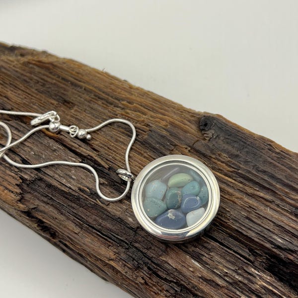 Collier médaillon bleu Leland | Pierre du lac Michigan