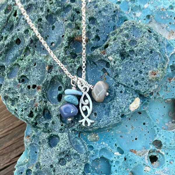 Leland Blue | Petoskey Stone Charm | Fishtown | Bluestone | Lake Michigan |Fish Charm