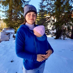 Sudadera con capucha para porteo de bebé de lana merino / Chaqueta de lana convertible para porteo de bebé / Sudadera tipo canguro envolvente