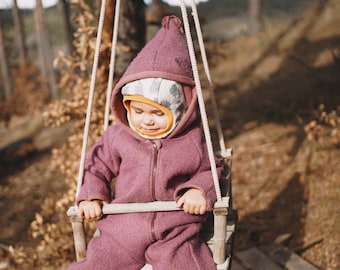 Thyme Wollwalk Overall with Dwarf Hood | "Grow with me" Walk Jumper with Merino Cuffs | Unisex Walkoverall | Wool Zip-up Romper