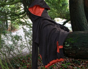 Merino Hoodie Brown&Orange | Hooded Merino Wool Sweatshirt | 100% Merino Wool | Pure Merino Sweater | Climbing Hoodie | Sports Hoodie