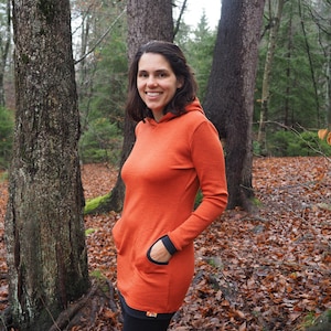Merino Kapuzenkleid | Winter Kleid | Wolle Kleid mit Kapuze und Taschen