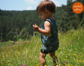 Summer romper from 100% merino wool | Extra fine merino jumper for babies | Hot days bodysuit with a mountains print | Limited Edition