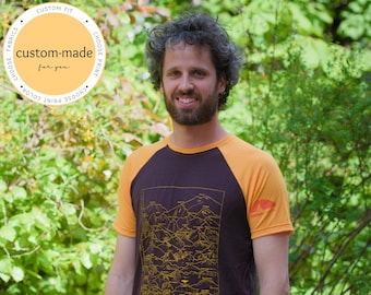 Custom-made Mountains of Europe Merino Shirt for Men | 100% merino wool top with screen print | Sports tee