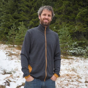 Merino Pulli mit Reissverschluss und Kragen für Herren | 100% Merino Wolle Jäckli | Hoher Kragen Herren Pullover aus reine Merino