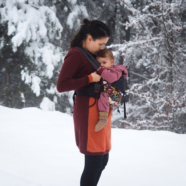 Robe d'allaitement élégante de Merino | Belle robe en laine pour l'allaitement | Pull de lactation chaud et pratique | Longue Tunique de Grossesse