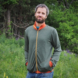 Merino Pulli mit Reissverschluss und Kragen und bunte Farben für Herren | 100% Merino Wolle Jacke | Herren Pullover aus reine Merinowolle