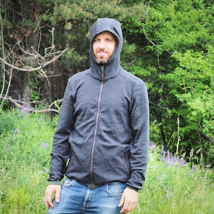 Hoodie Zip Men Wool Etsy