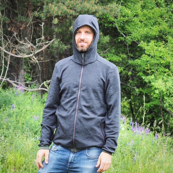 Merino Wool Hoodie with Zip-up Pockets | Men's Zip-up Sweater from 100% Merino Wool | Fair-made Outdoor Hoodie with Full Zip