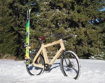 Ski holder for bike | Transport skis on bike | Ski rack for bike | Skis on bike