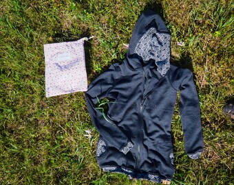 Grey Elegant Female Merino Hoodie with Zipper | Zip-up Hoodie | Zipper Hoodie | Merino Sweatshirt | Climbing Hoodie