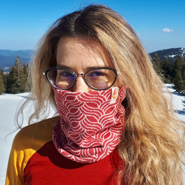 Guêtre de cou en laine mérinos colorée et chaude | Bandeau 100 % mérinos | Écharpe de ski | Couverture faciale | Bandana en laine | Cache-Cou