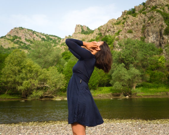 long sleeve green t shirt dress Green Polyester Shirt Dress | Long Sleeve Midi main image 1