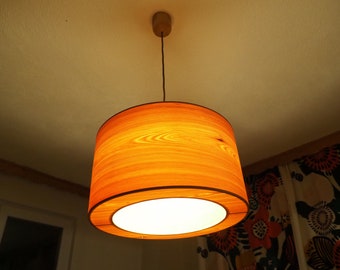 Wooden lamp | Dinign table lamp | Veneer lamp | Ceiling lamp | Larch veneer | Designer lamp | Fabric cable