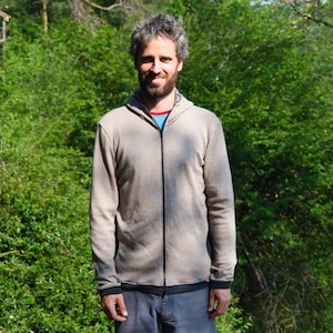 Taupe & Dunkelgrau Merino Pulli mit Reissverschluss für Herren | Merino Pullover | 100% Merino Kapuzenpullover | Outdoor Kleider