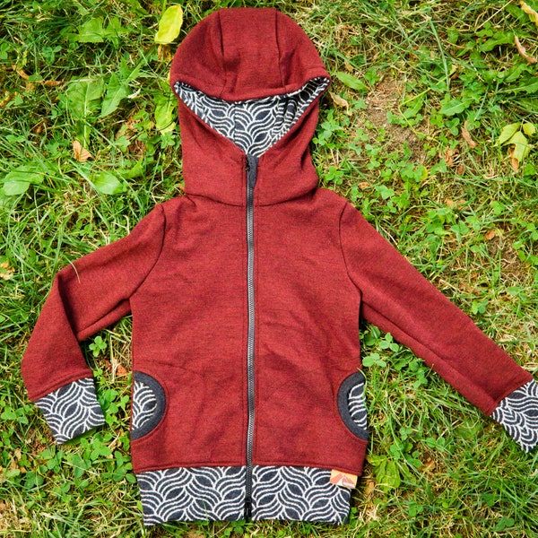 Merino Kinderpullover mit Reissverschluss | Kinder Kaputzenpullover | Igeli Pulli | Wollpullover | Kinderpulli | Mitwachsende Kinderkleider