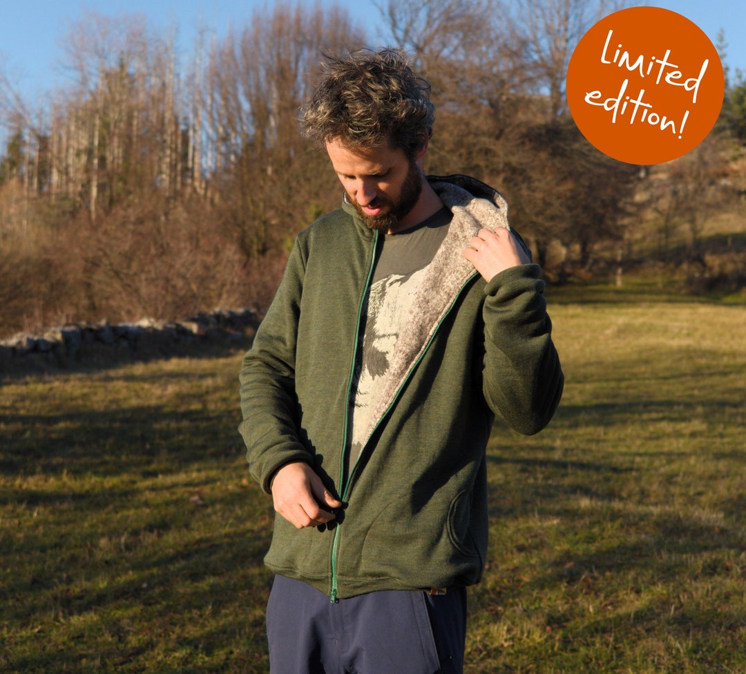 Double Merino Wool Hoodie | Super Warm Men's Zip-up Sweater From 100% ...