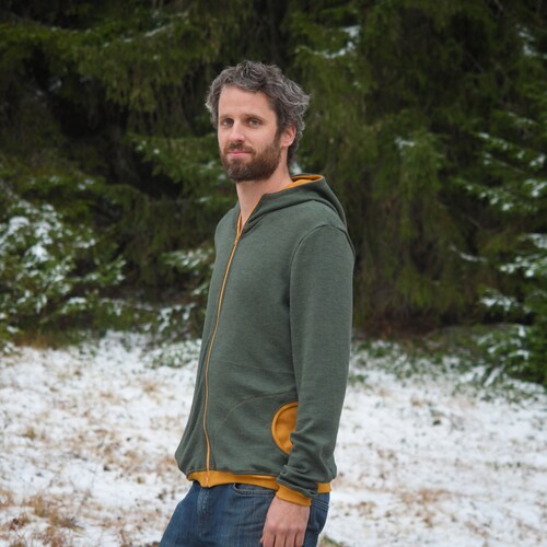 Moss Green & Ochre Merino shops Hoodie with Zipper | Hooded Merino Wool Sweatshirt | 100% Merino Wool | Pure Merino Sweater | Climbing Hoodie