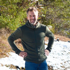 Sudadera con capucha de lana merino doble con cuello alto y bolsillos con cremallera / Suéter con cremallera para hombre muy cálido de 100 % lana merino / Sudadera con capucha para exteriores