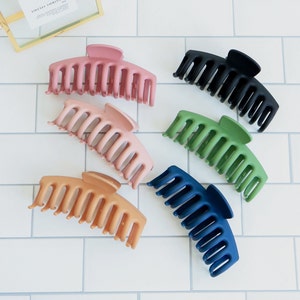 Jenny Style Matte Large Size Color Hair Claw Clips | Fast Free Shipping Eligible 35 And Over | Made For Thick Hair | Comes W/ Free Hair Tie