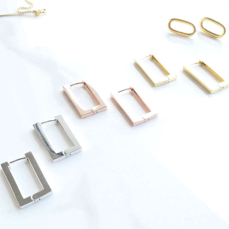 92.5 Sterling Silver Elementary Square Latch Earring